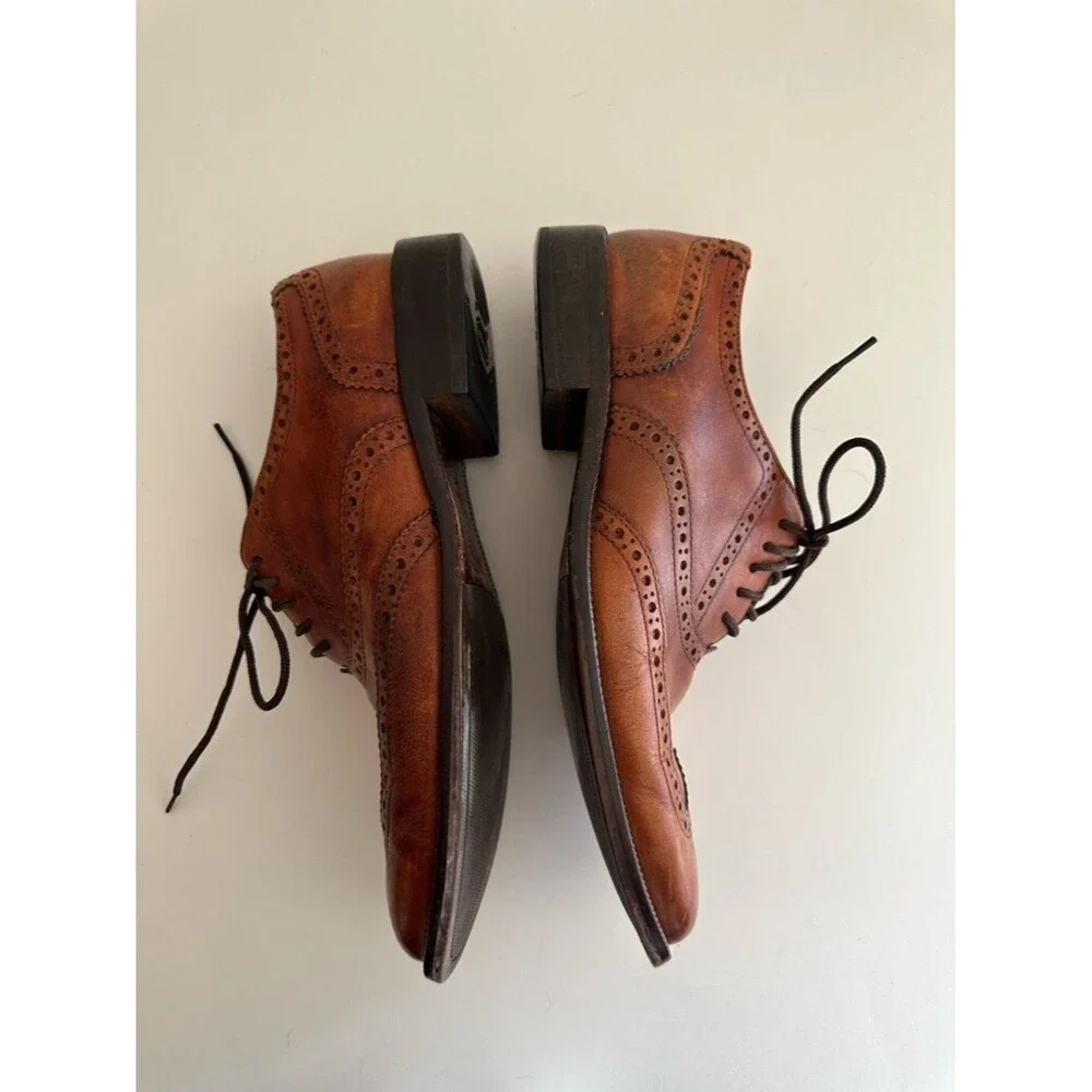 Cole Haan brown leather brogued wingtip oxford dress shoes